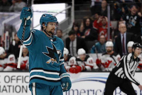 Tatar scores in the shootout Devils edge Sharks 4 3 AP News